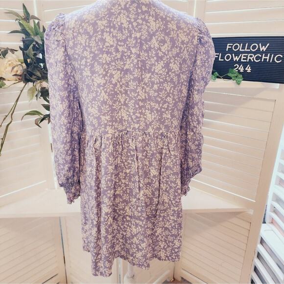 ISABELLA OLIVER LILAC FLORAL PEPLUM BLOUSE SIZE 1 (MED) - Picture 7 of 8